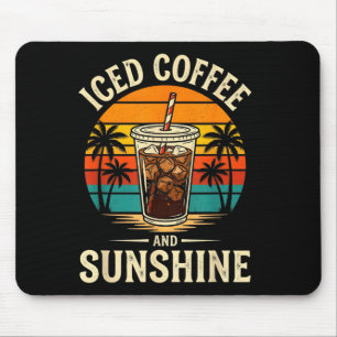 Iced coffee and sunshine funny summer retro mouse pad