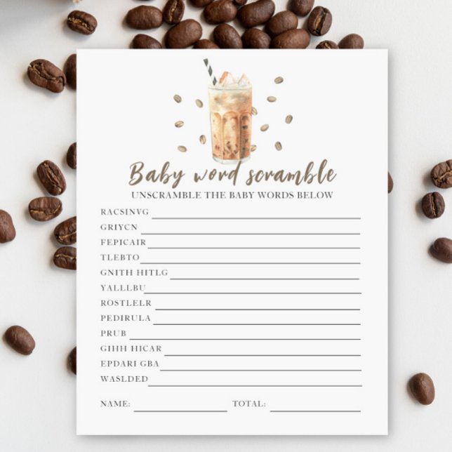 Iced Coffee baby shower - Baby Word Scramble (Creator Uploaded)