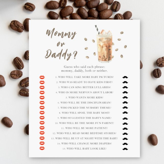 Iced Coffee baby shower - mummy or daddy game (Creator Uploaded)