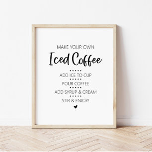 Iced Coffee Bar Drink Sign