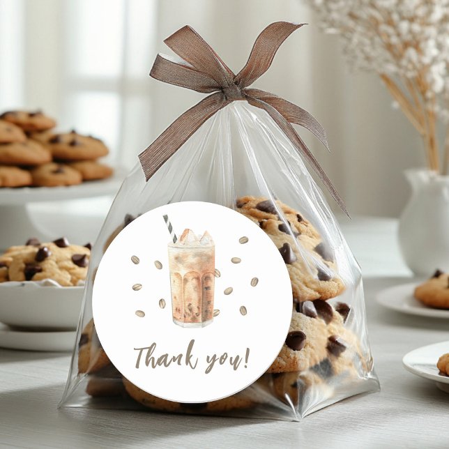 Iced Coffee brewing Baby shower Thank you  Classic Round Sticker (Creator Uploaded)