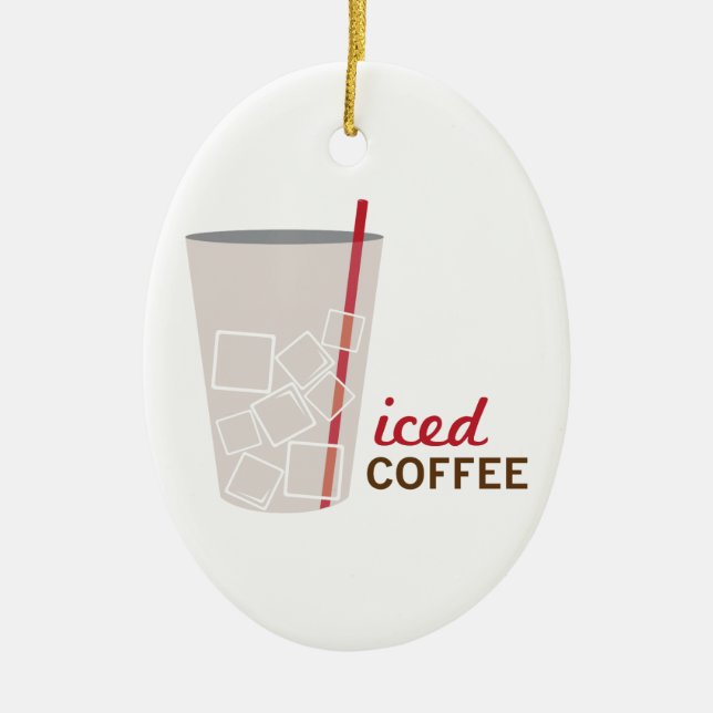 Iced Coffee Ceramic Ornament (Front)