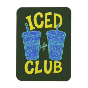Iced Coffee Club Summer Blue Yellow Coffee Lover Magnet