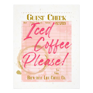 Iced Coffee Guest Check Receipt Coffee Bar Lover Photo Print