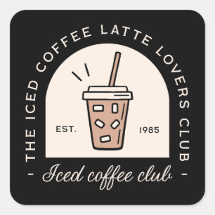 Iced coffee latte lovers club girls squad matching square sticker