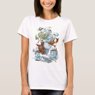 Iced Coffee Splash Chaos Cute Birds & Chicken T-Shirt
