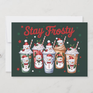 Iced Coffee Stay Frosty Christmas Snowman Xmas  Holiday Card