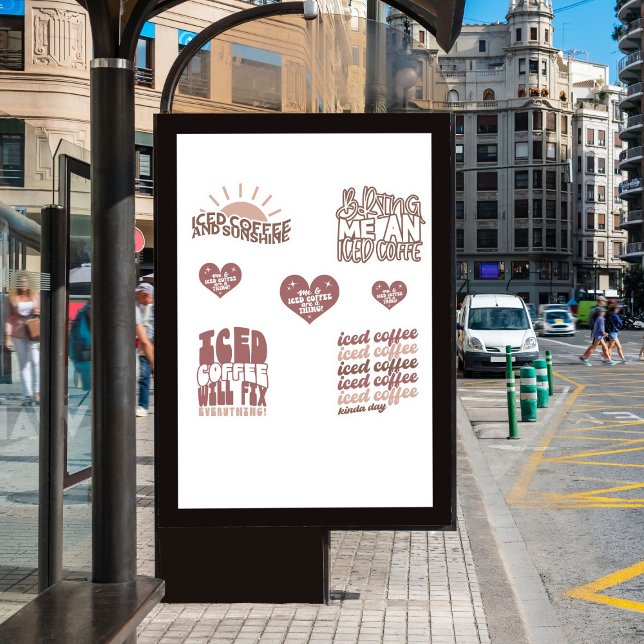  Iced Coffee Stickers pack CUTE groovy (good vibes )