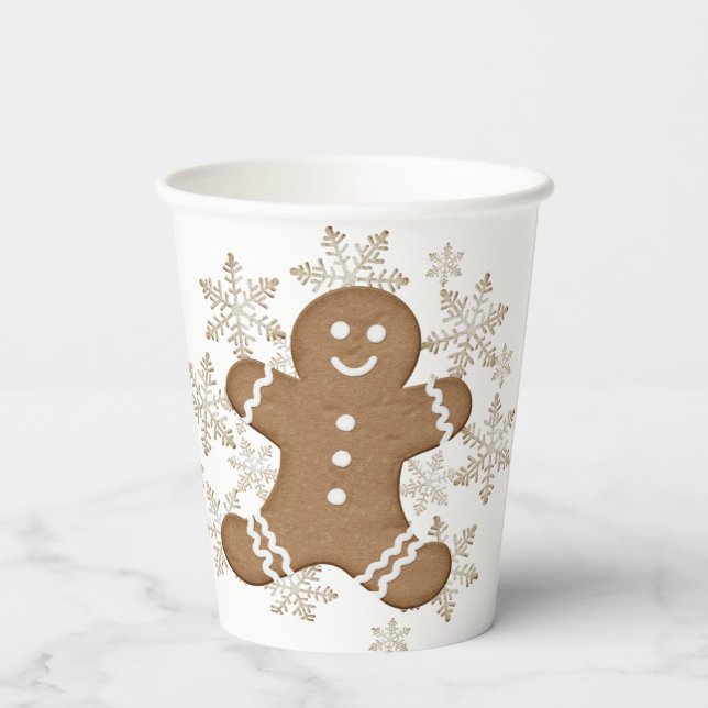 Iced Gingerbread Man and Snowflake Cookies    Paper Cups (Back)