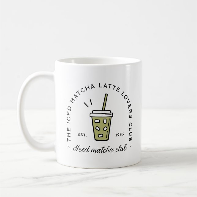 Iced matcha latte lovers club girl aesthetic funny coffee mug (Left)