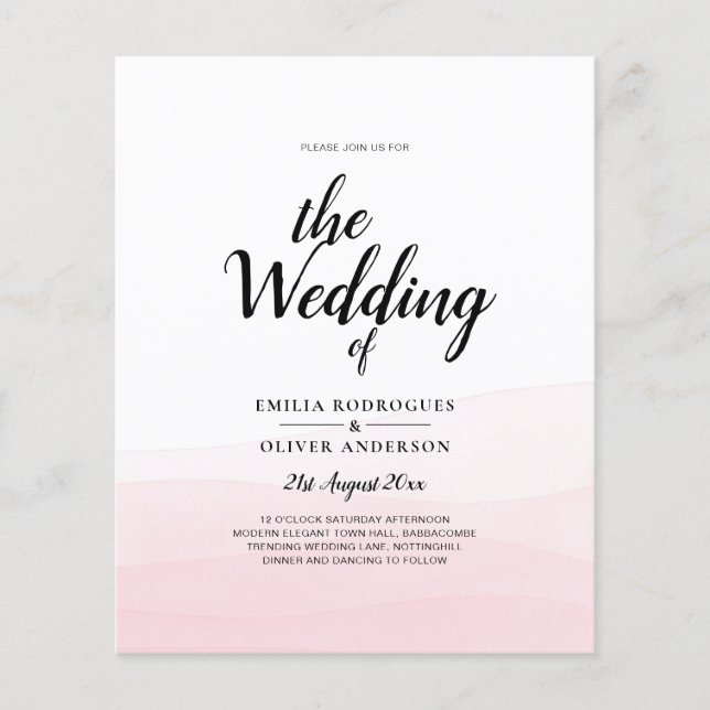 Iced Pink Ombre Wedding Invite Flyer (Front)