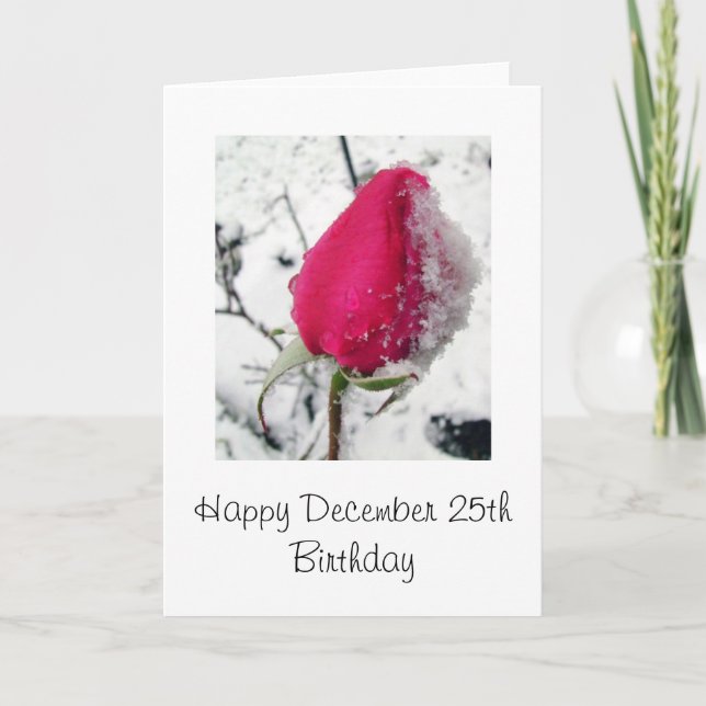 Iced Rose Birthday Christmas Holiday Card (Front)