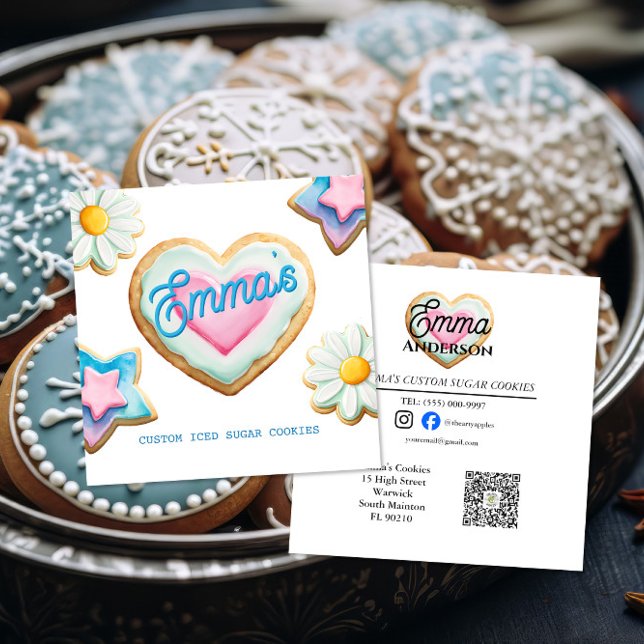 iced sugar cookie bakery logo small business square business card (Creator Uploaded)
