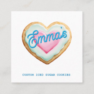iced sugar cookie bakery logo small business square business card