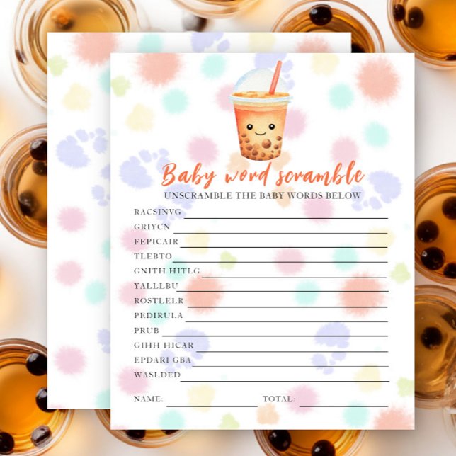Iced Tea baby shower - Baby Word Scramble (Creator Uploaded)