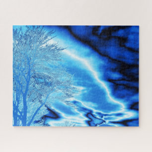 Iced Winter Tree in Cobalt sky Jigsaw Puzzle