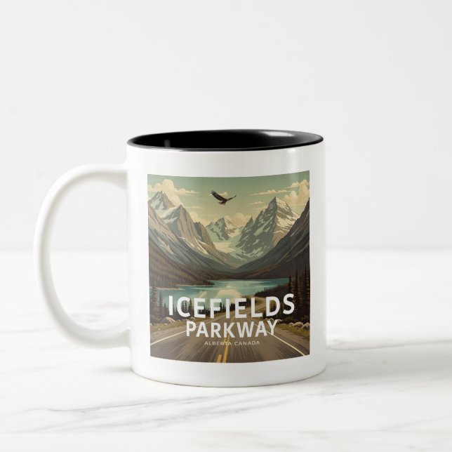 Icefields Parkway Alberta Canada Eagle Two-Tone Coffee Mug (Left)