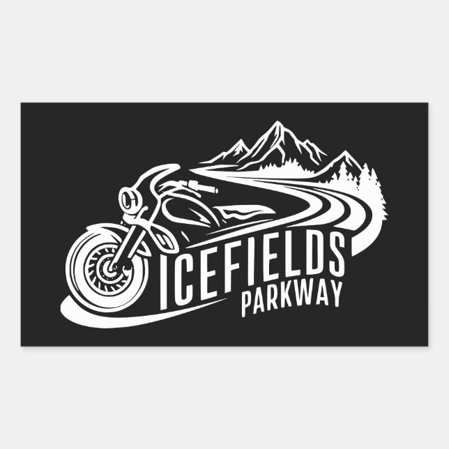 Icefields Parkway Alberta Canada Motorcycle Rectangular Sticker (Front)