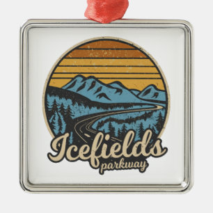 Icefields Parkway Alberta Canada Retro Metal Ornament