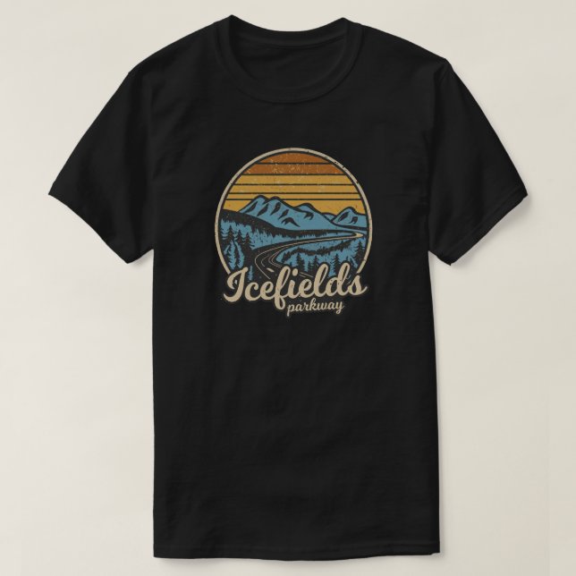 Icefields Parkway Alberta Canada Retro T-Shirt (Design Front)
