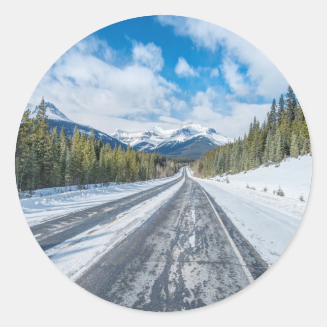 Icefields Parkway Classic Round Sticker (Front)
