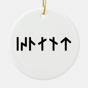 Iceland ᛁᛋᛚᛅᚾᛏ ~ Younger Futhark Runes Ceramic Ornament