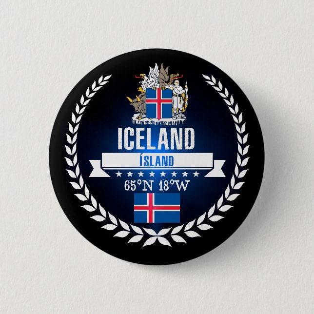 Iceland 6 Cm Round Badge (Front)