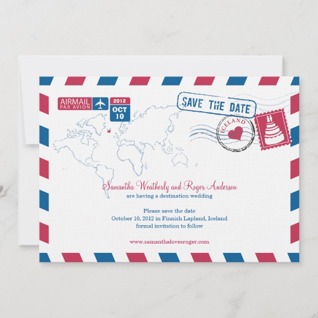 Iceland Air Mail Wedding Save The Date (Front)