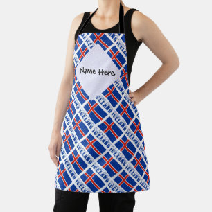 Iceland and Icelandic Flag Tiled Personalized Apron