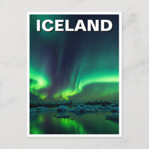 Iceland Aurora Northern Lights Travel Postcard
