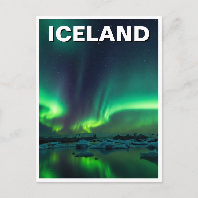Iceland Aurora Northern Lights Travel Postcard (Front)