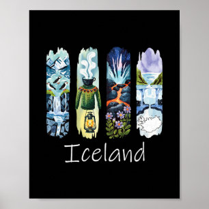 Iceland Brushstroke Icelandic Vacation Souvenir Ic Poster