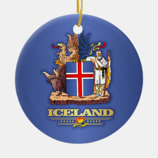 Iceland COA Ceramic Tree Decoration (Front)