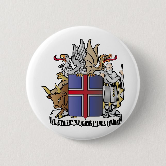 Iceland coat of arms 6 cm round badge (Front)