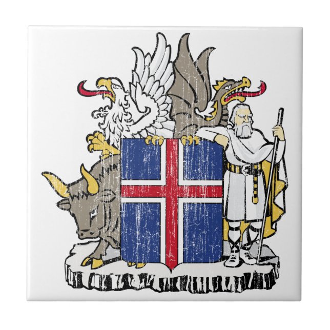 Iceland Coat Of Arms Ceramic Tile (Front)