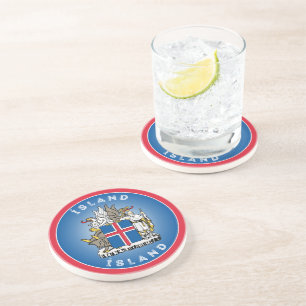Iceland Coat of Arms Circle Shape Coaster