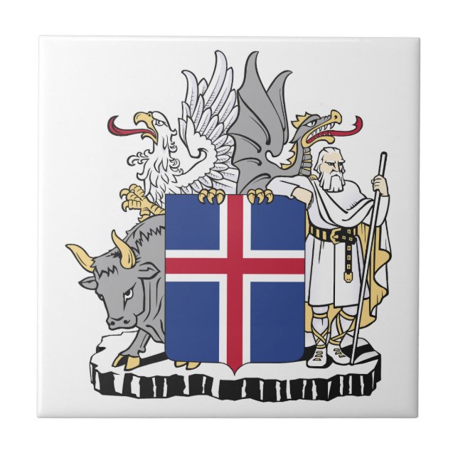 Iceland country coat arms symbol emblem flag ceramic tile (Front)