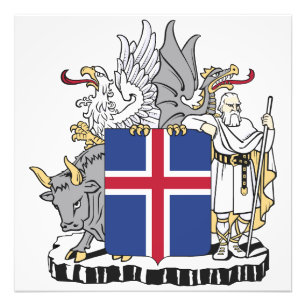 Iceland country coat arms symbol emblem flag photo print
