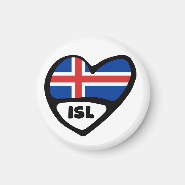 Iceland Country Code Flag Heart, ISL Magnet (Front)