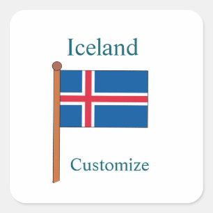 Iceland Country Flag Thunder_Cove Square Sticker
