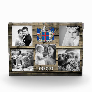 Iceland family photo block, Icelandic flag, wood Block