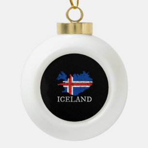Iceland Flag  Ceramic Ball Christmas Ornament