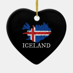 Iceland Flag Ceramic Ornament