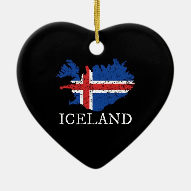 Iceland Flag Ceramic Ornament (Front)