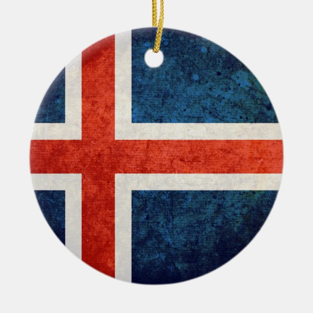 Iceland Flag Ceramic Ornament (Front)