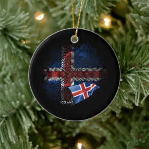 Iceland flag ceramic ornament