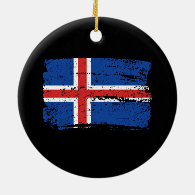 Iceland Flag Ceramic Ornament (Back)