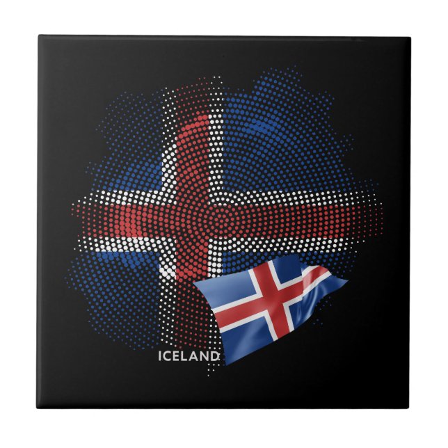 Iceland flag ceramic tile (Front)