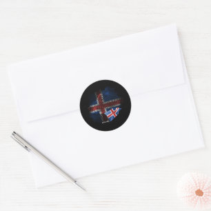 Iceland flag classic round sticker