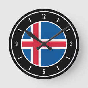 Iceland Flag Elegant Round Clock